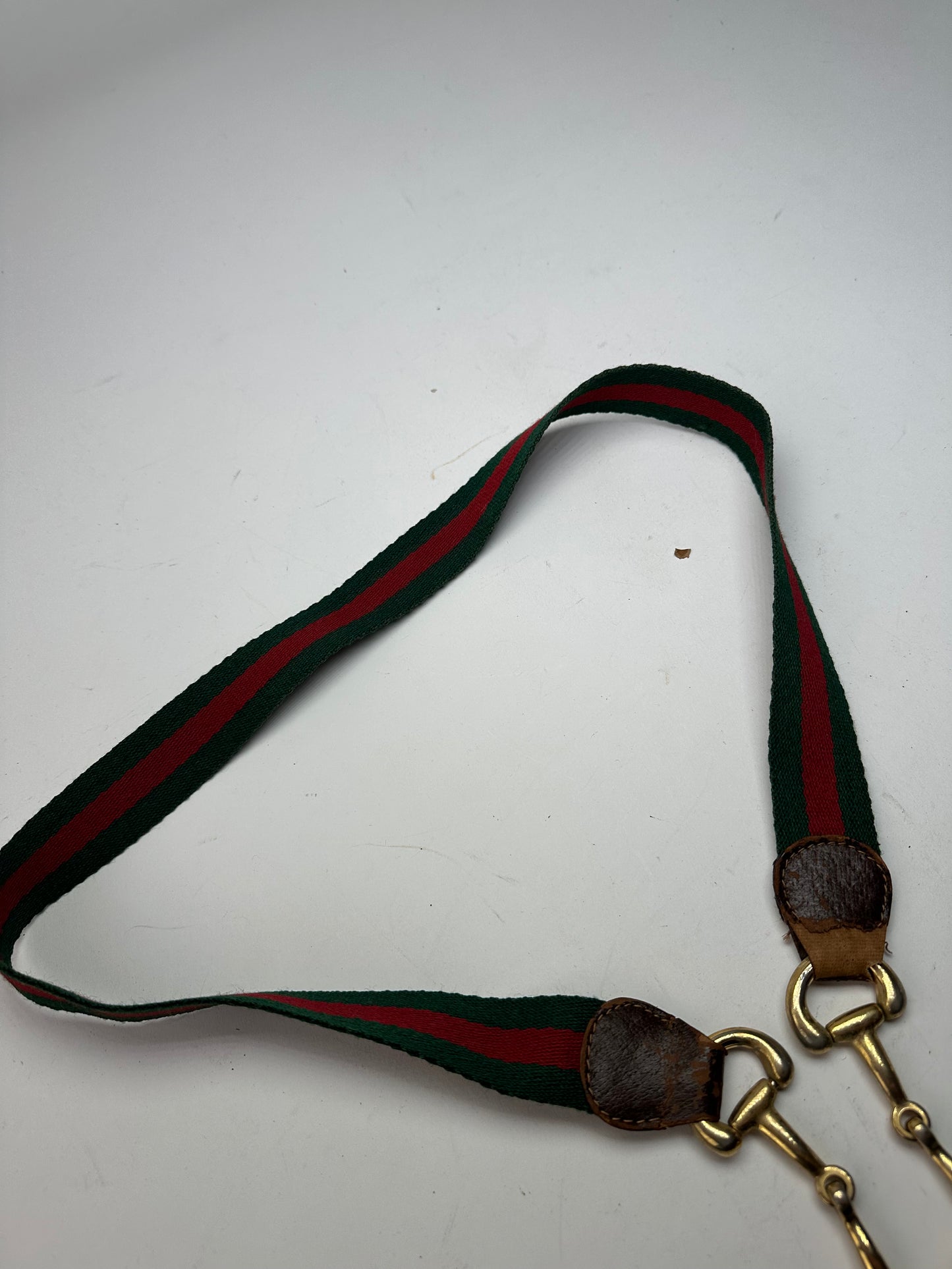 Vintage Gucci Canvas Horsebit Belt Green Red