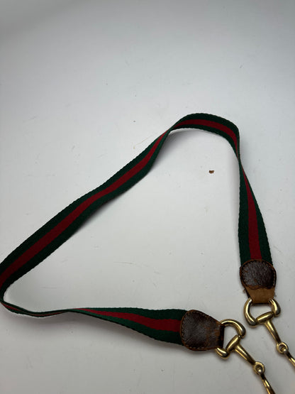 Vintage Gucci Canvas Horsebit Belt Green Red