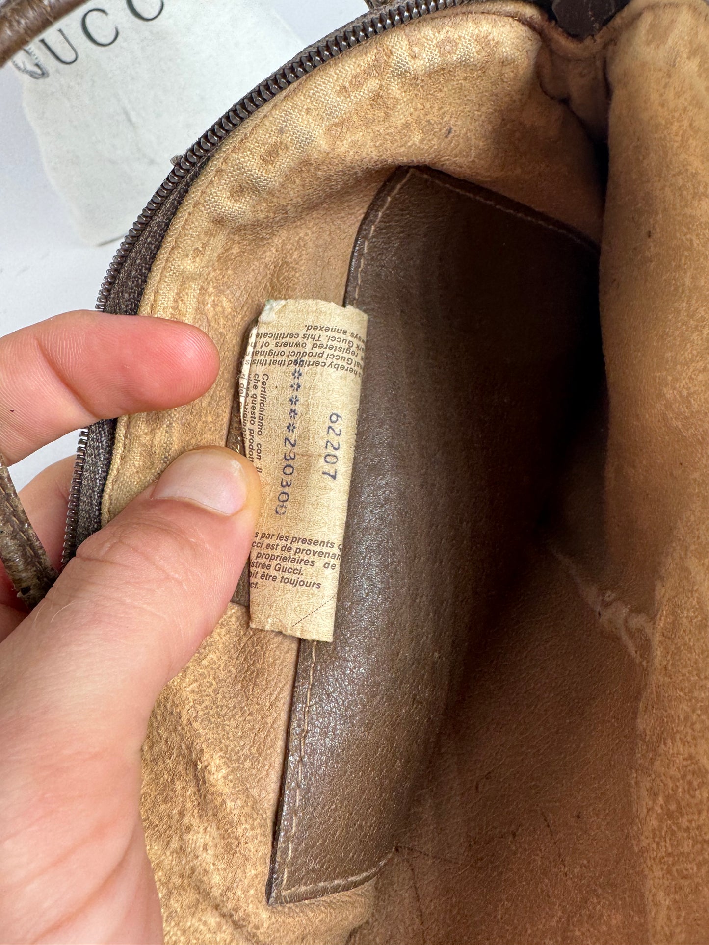 Vintage Gucci Monogram Leather Bag Brown Grey