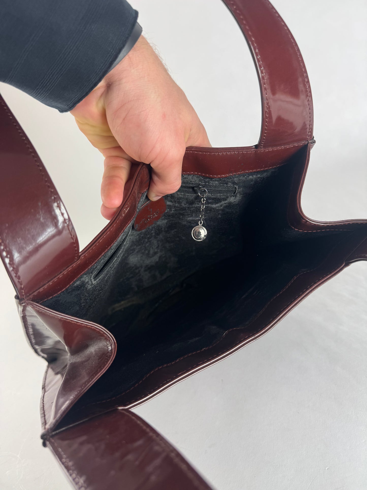 Vintage Gucci Patent Leather Tote Bag Purple