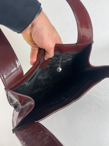 Vintage Gucci Patent Leather Tote Bag Purple