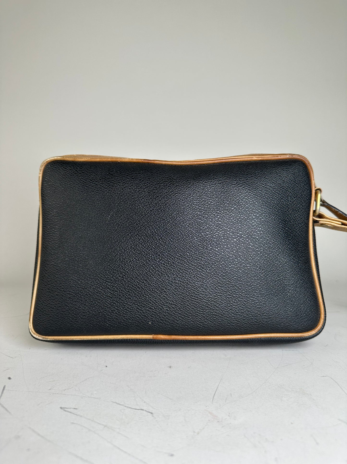 Vintage Givenchy Pebbled Leather Clutch Black Beige Gold