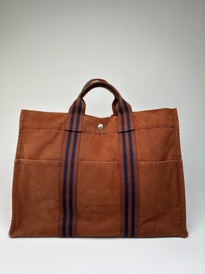 Vintage Hermès Fourre-Tout Tote Bag Canvas Brown