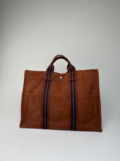 Vintage Hermès Fourre-Tout Tote Bag Canvas Brown