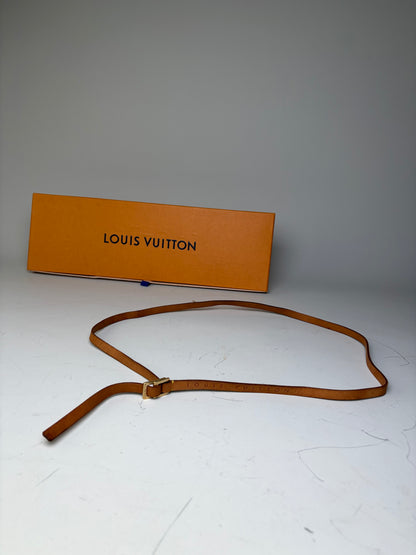 Vintage Louis Vuitton Leather Logo Belt Tan Gold