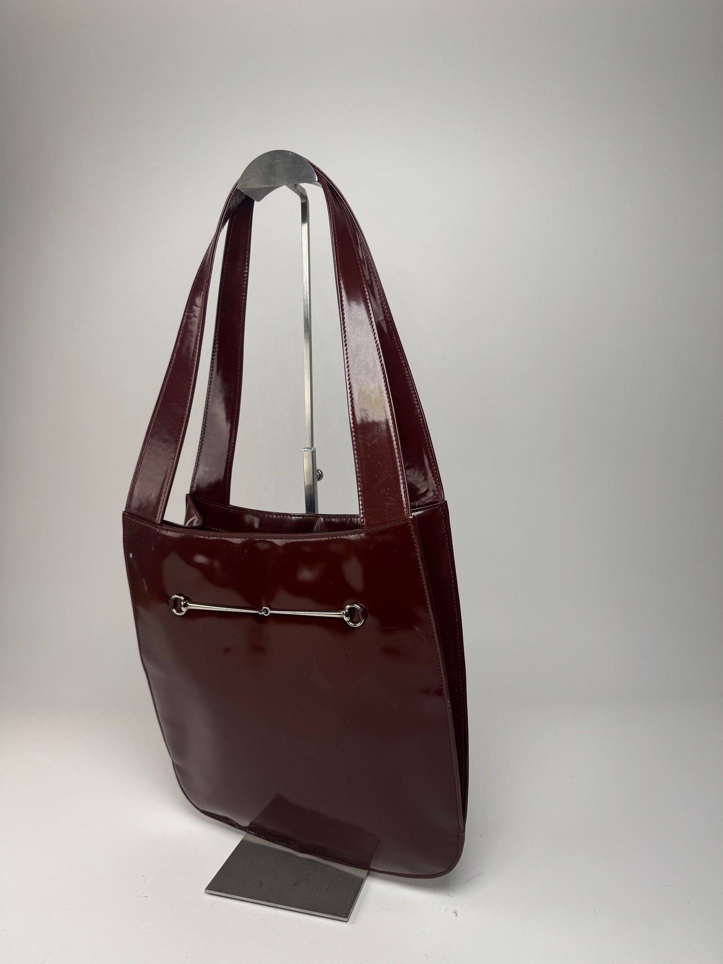 Vintage Gucci Patent Leather Tote Bag Purple