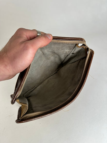 Vintage Loewe Camel Leather Suede Anagram Clutch