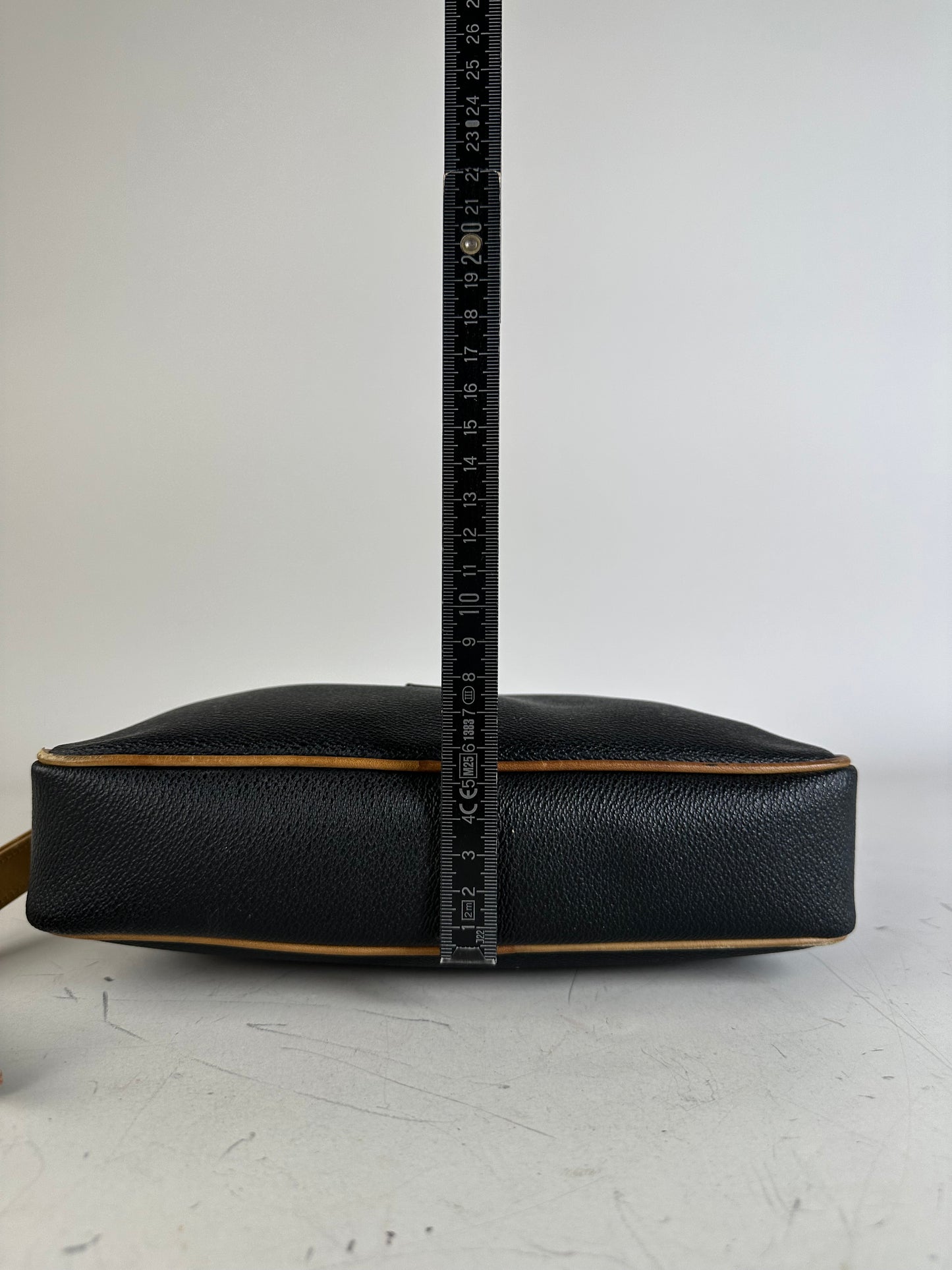 Vintage Givenchy Pebbled Leather Clutch Black Beige Gold