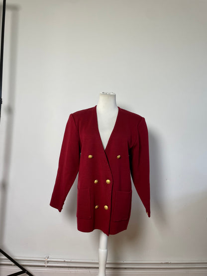 Vintage Chloe Wool Blend Blazer Red Gold Buttons L