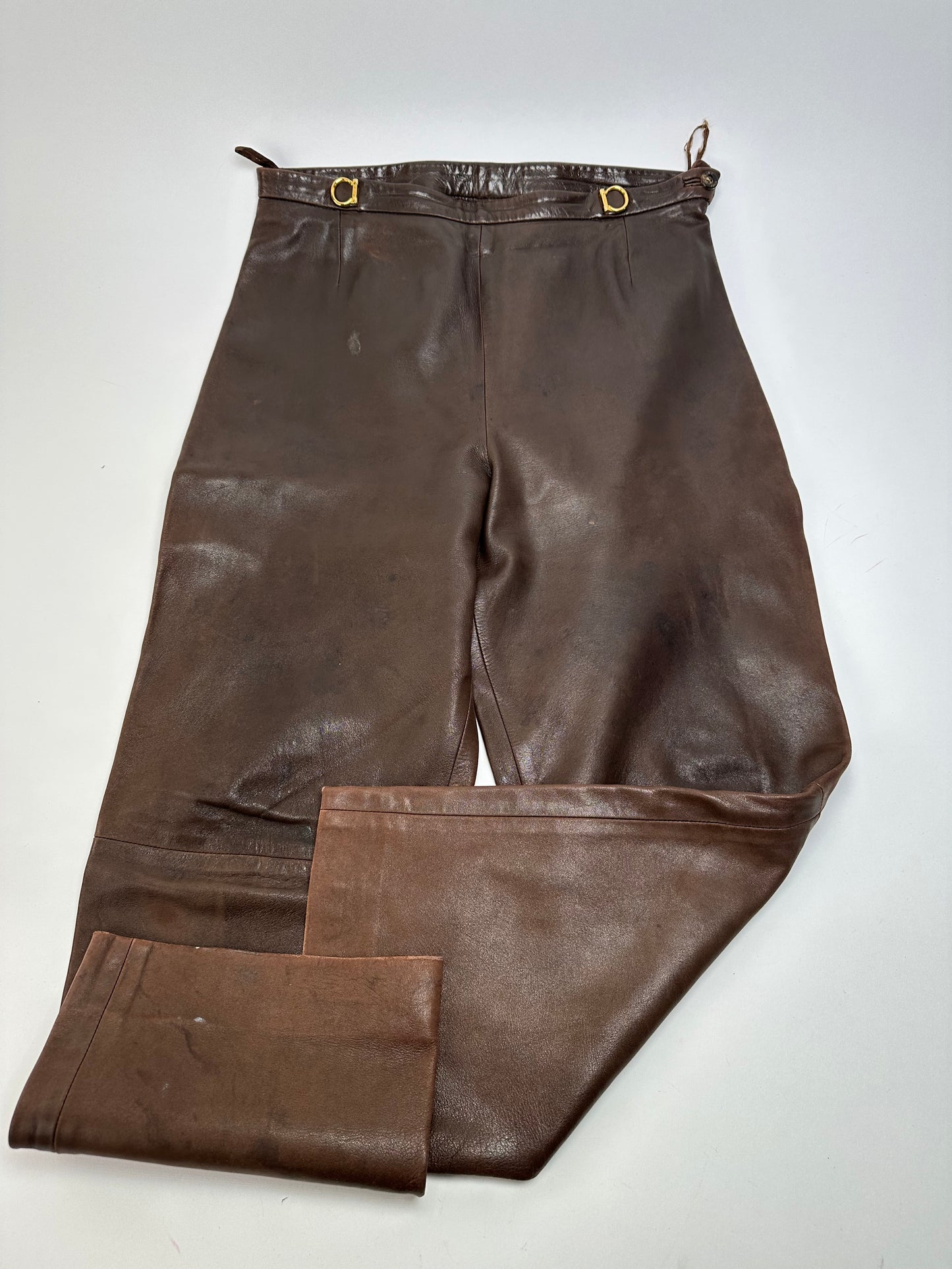 Vintage Celine Calfskin Trousers Brown M