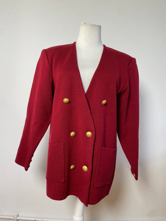 Vintage Chloe Wool Blend Blazer Red Gold Buttons L
