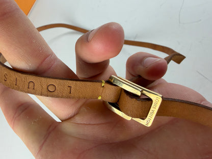 Vintage Louis Vuitton Leather Logo Belt Tan Gold