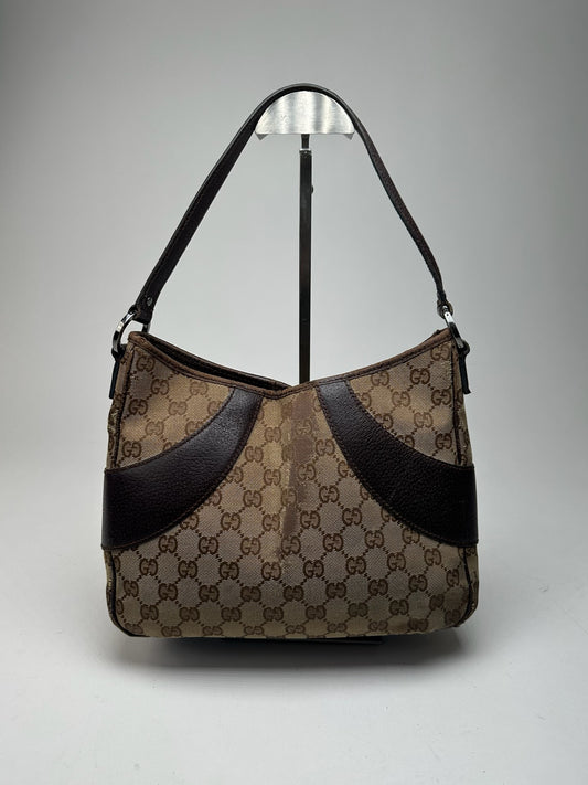 Vintage Gucci Canvas Mongram Handbag beige brown