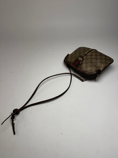 Vintage Gucci Monogram Leather Bag Brown Grey