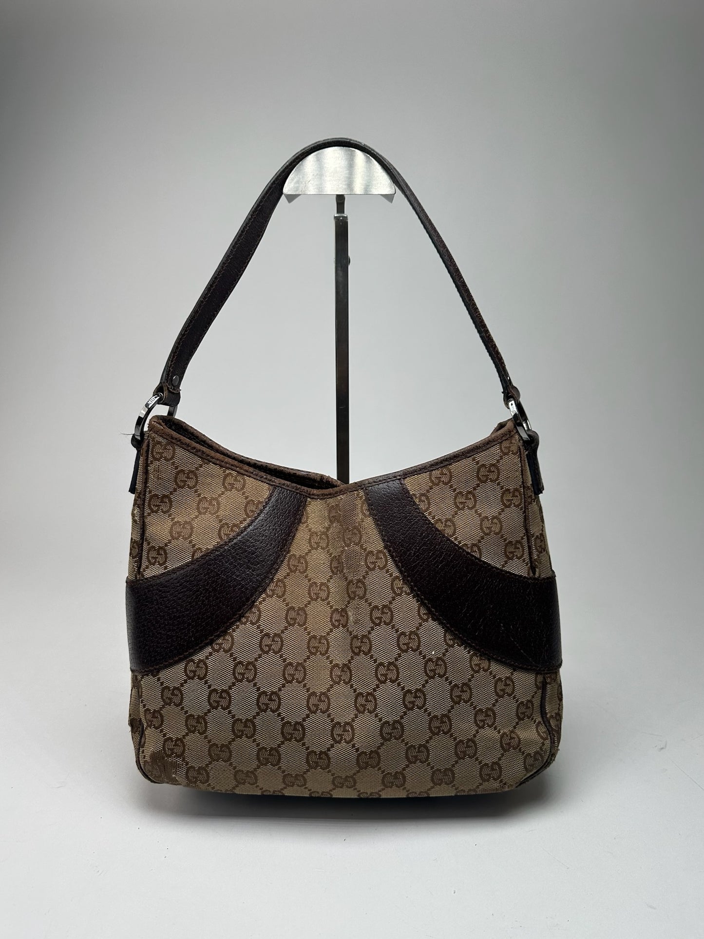 Vintage Gucci Canvas Mongram Handbag beige brown