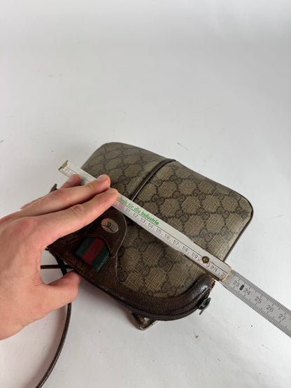 Vintage Gucci Monogram Leather Bag Brown Grey