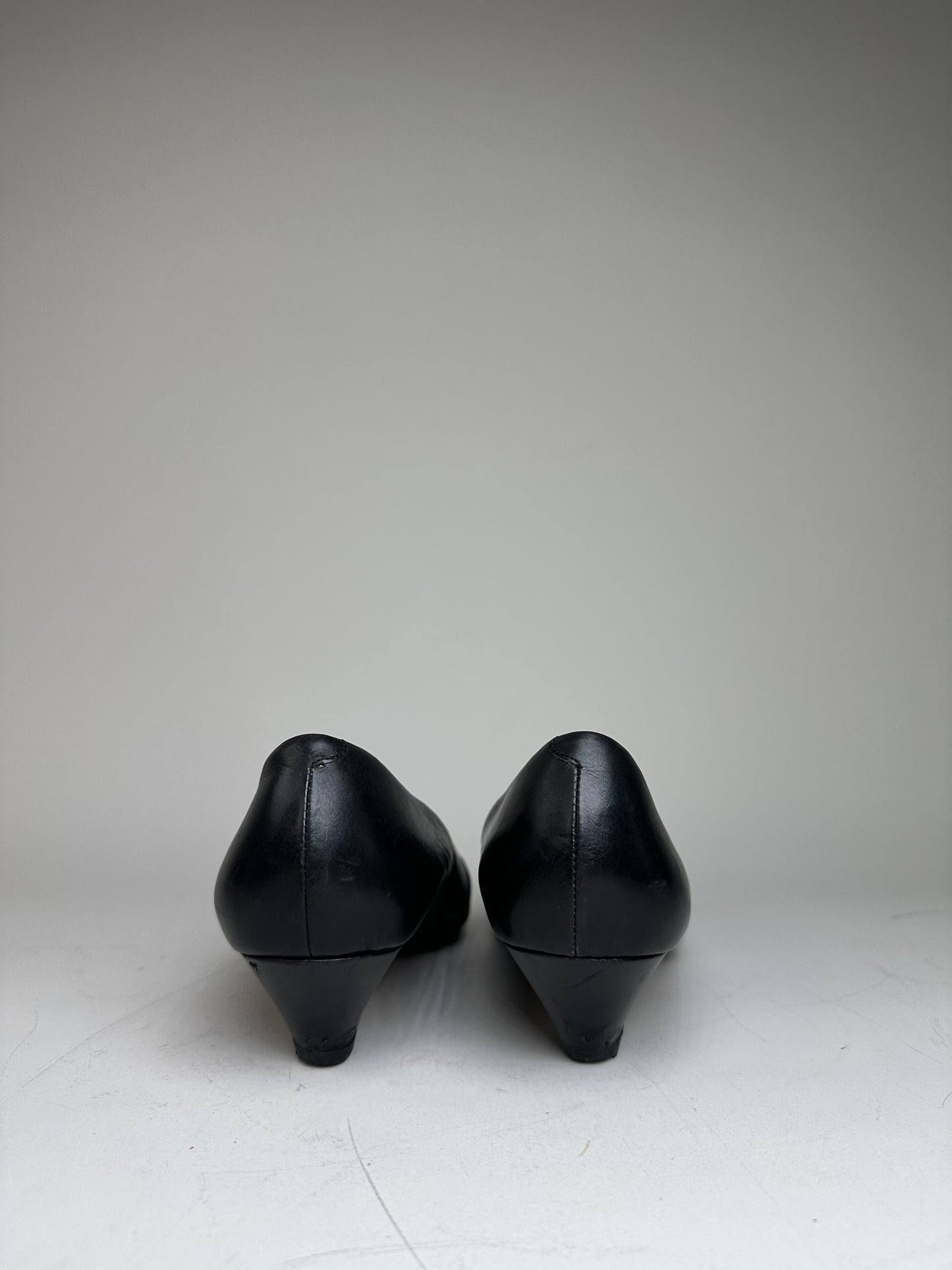 Vintage Chloe Leather Fabric Detail Heels Black Silver EU36.5