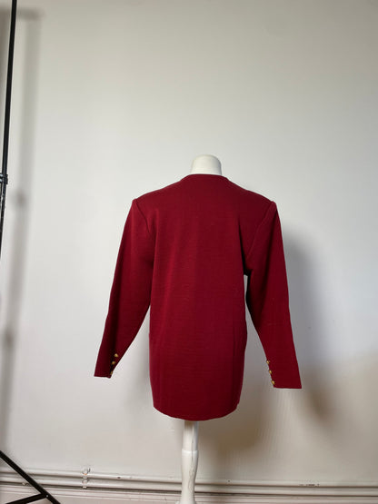 Vintage Chloe Wool Blend Blazer Red Gold Buttons L
