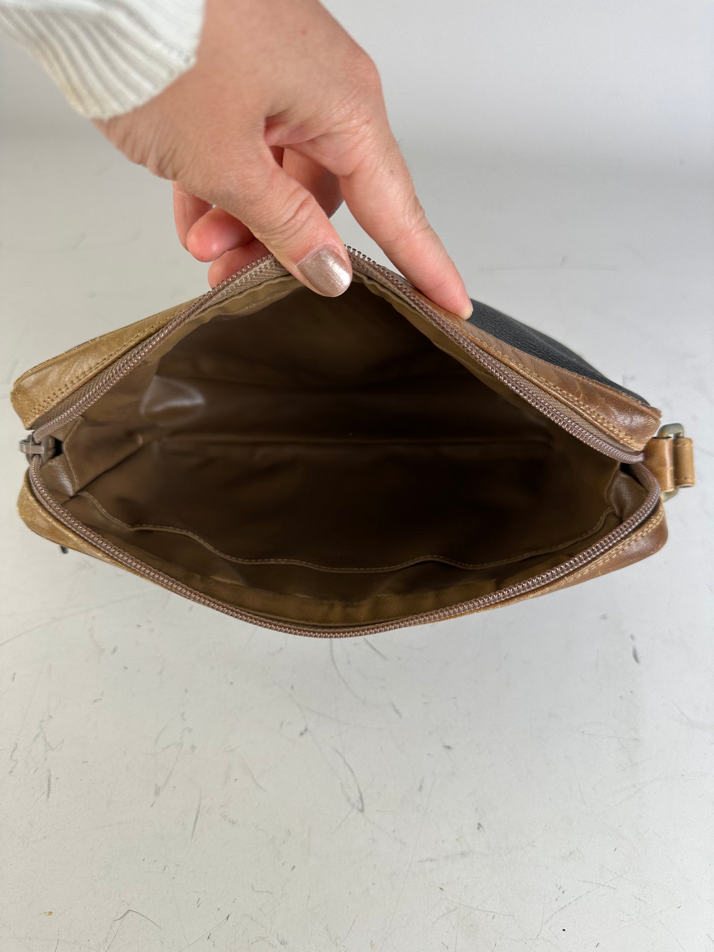 Vintage Givenchy Pebbled Leather Clutch Black Beige Gold