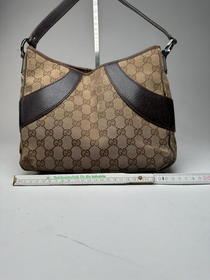 Vintage Gucci Canvas Mongram Handbag beige brown