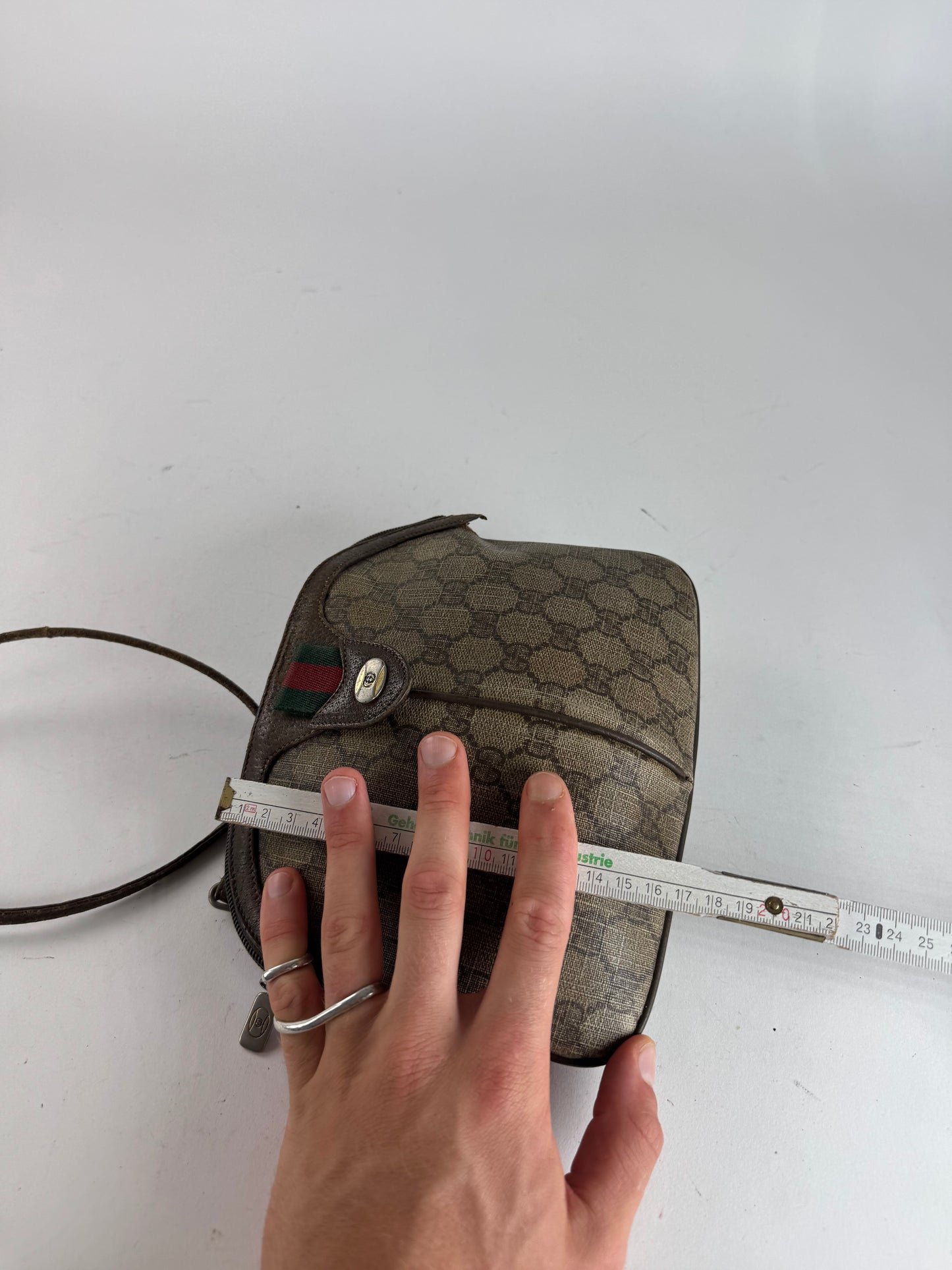 Vintage Gucci Monogram Leather Bag Brown Grey