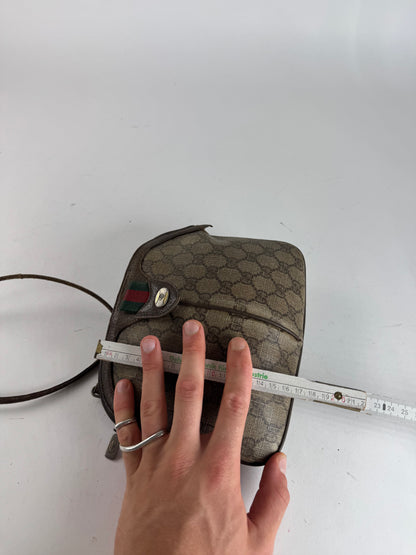 Vintage Gucci Monogram Leather Bag Brown Grey