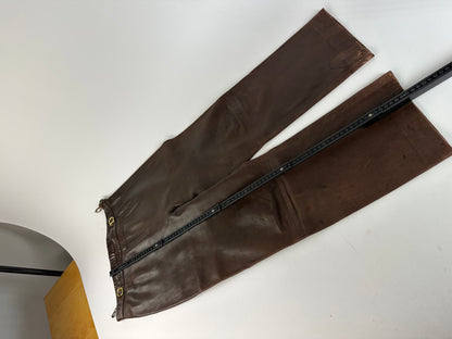 Vintage Celine Calfskin Trousers Brown M