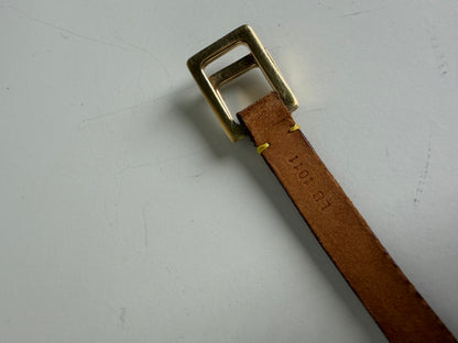 Vintage Louis Vuitton Leather Logo Belt Tan Gold