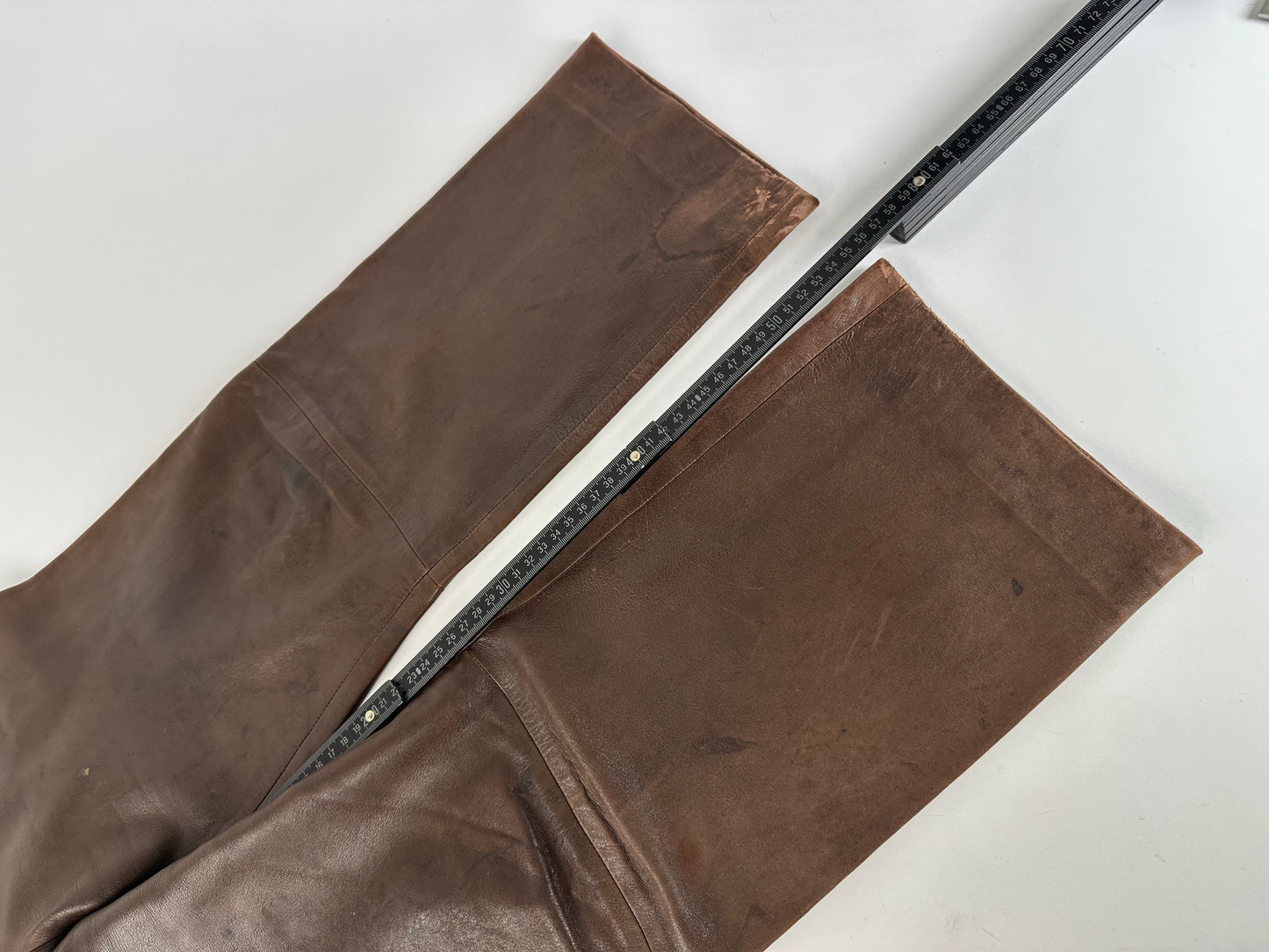 Vintage Celine Calfskin Trousers Brown M