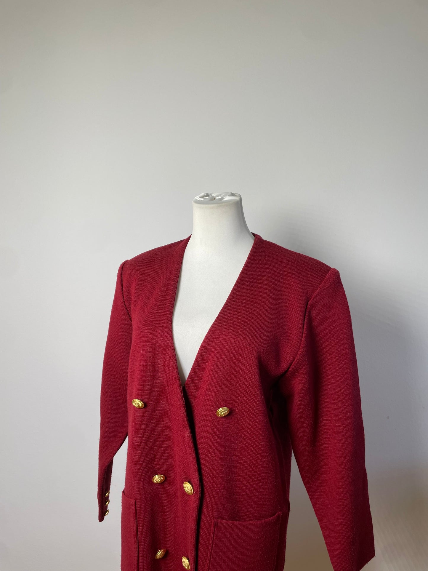 Vintage Chloe Wool Blend Blazer Red Gold Buttons L
