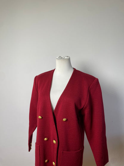 Vintage Chloe Wool Blend Blazer Red Gold Buttons L