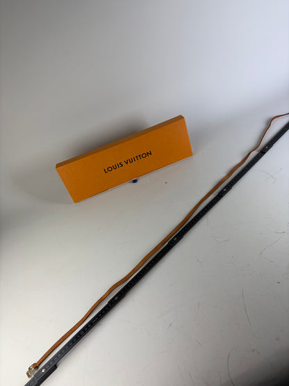 Vintage Louis Vuitton Leather Logo Belt Tan Gold