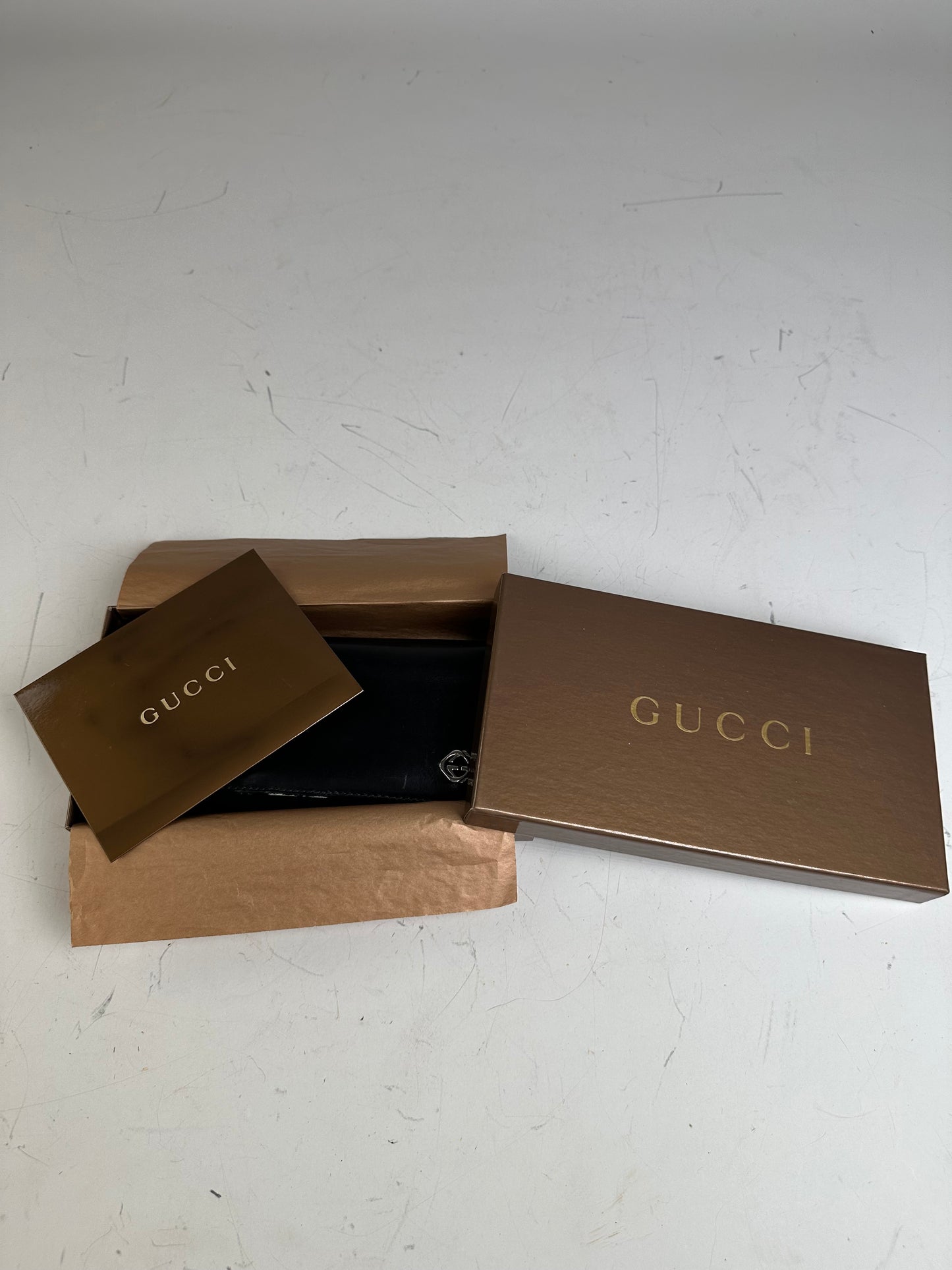 Vintage Gucci Leather Wallet Black Silver