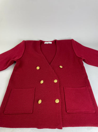 Vintage Chloe Wool Blend Blazer Red Gold Buttons L