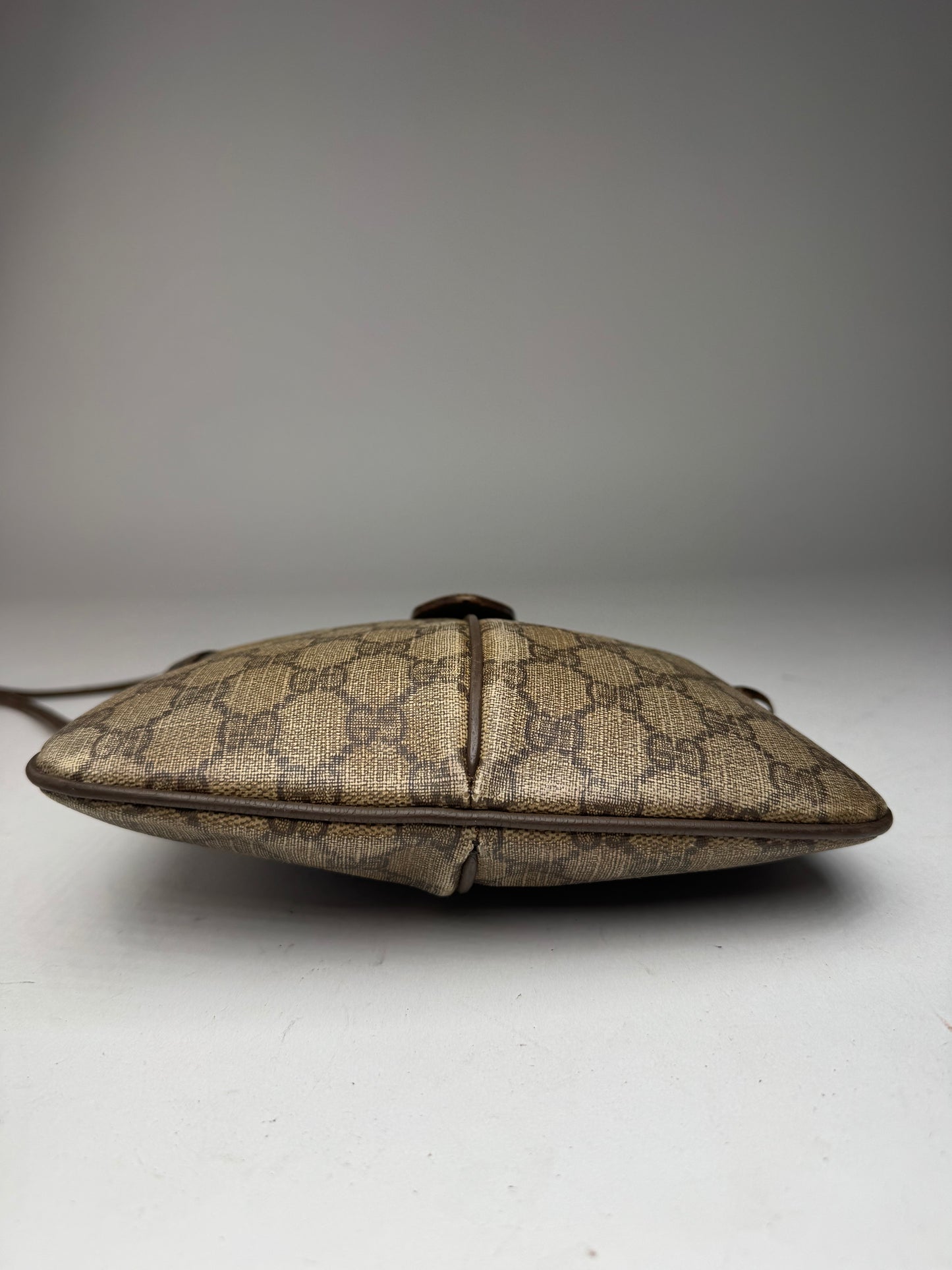 Vintage Gucci Monogram Leather Bag Brown Grey