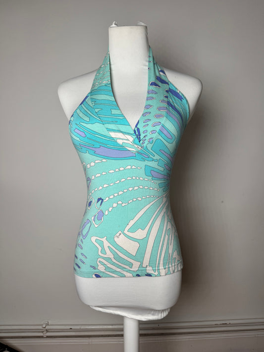 Vintage Emilio Pucci Top Turquoise Blue 36/S