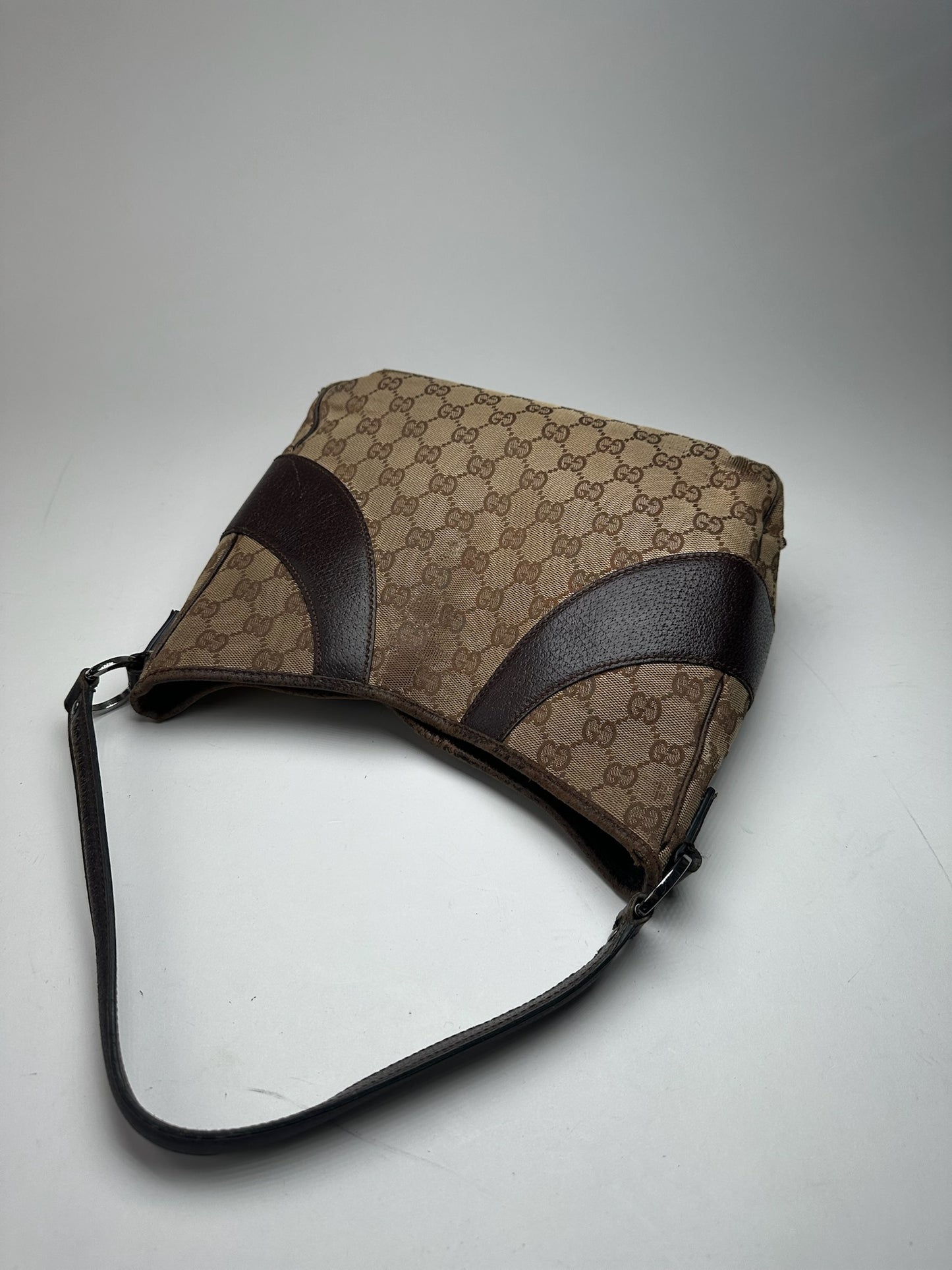 Vintage Gucci Canvas Mongram Handbag beige brown