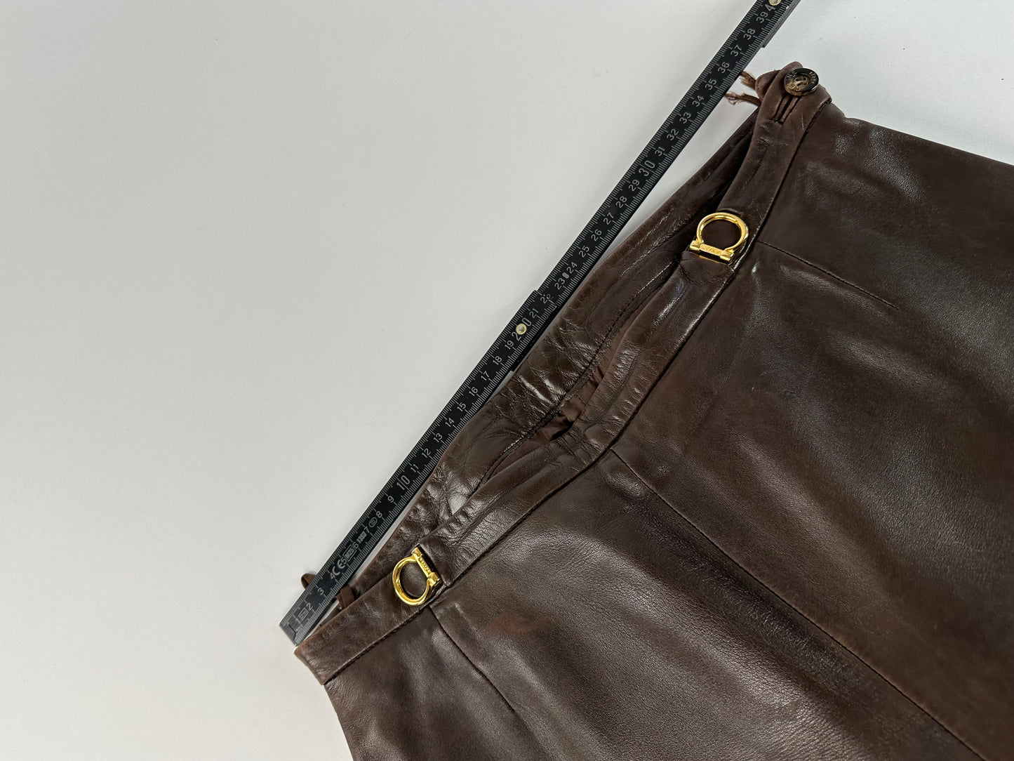 Vintage Celine Calfskin Trousers Brown M