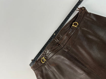 Vintage Celine Calfskin Trousers Brown M