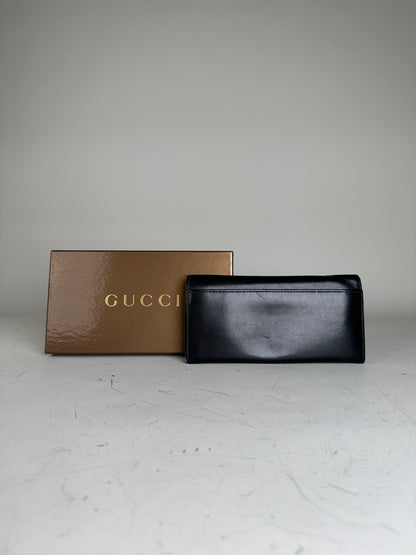 Vintage Gucci Leather Wallet Black Silver