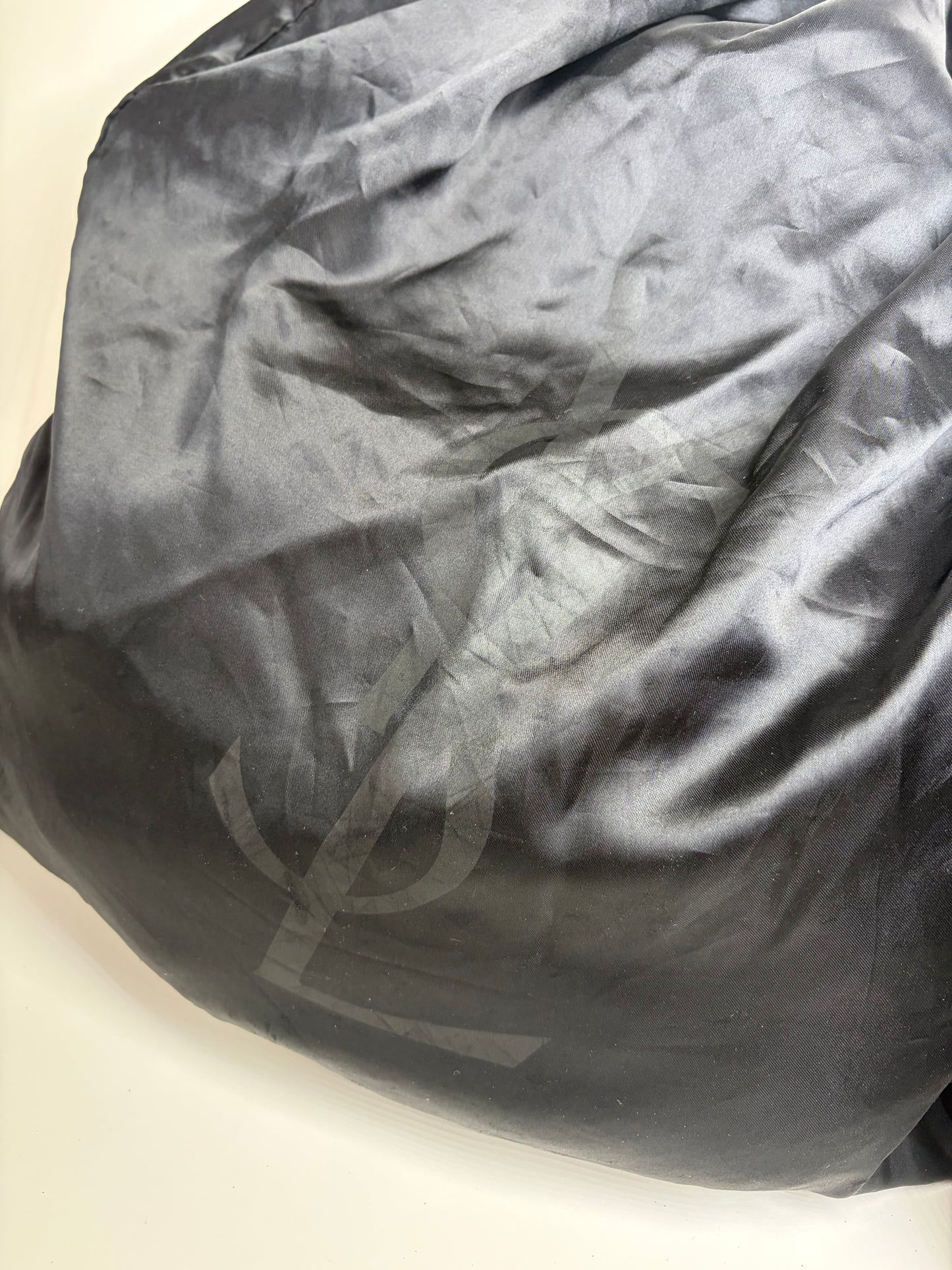 Vintage Yves Saint Laurent Monogram Leather Bucket Bag Black Tan
