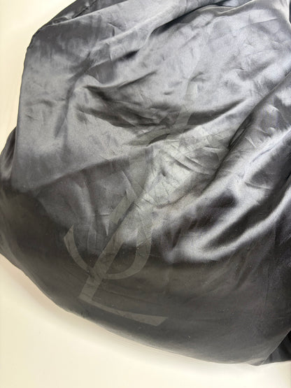 Vintage Yves Saint Laurent Monogram Leather Bucket Bag Black Tan