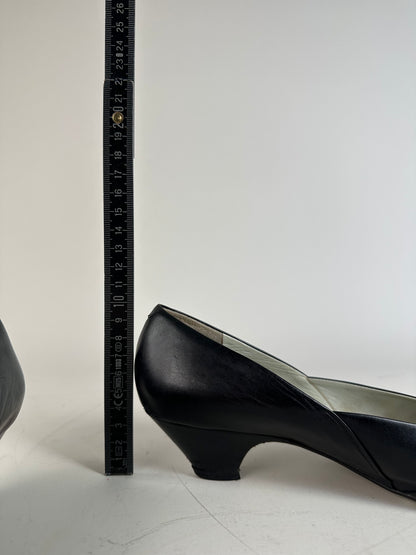 Vintage Chloe Leather Fabric Detail Heels Black Silver EU36.5