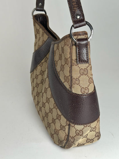 Vintage Gucci Canvas Mongram Handbag beige brown