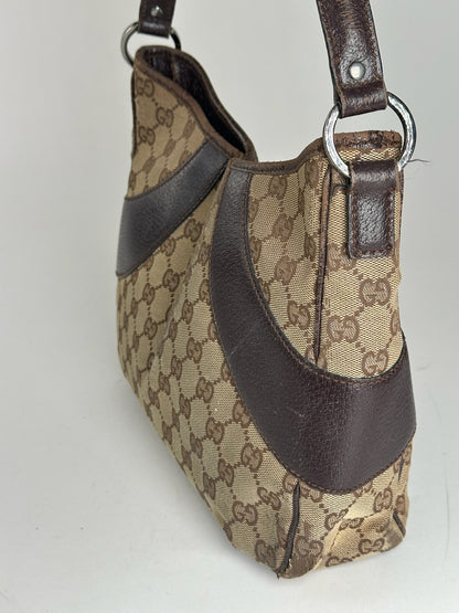 Vintage Gucci Canvas Mongram Handbag beige brown
