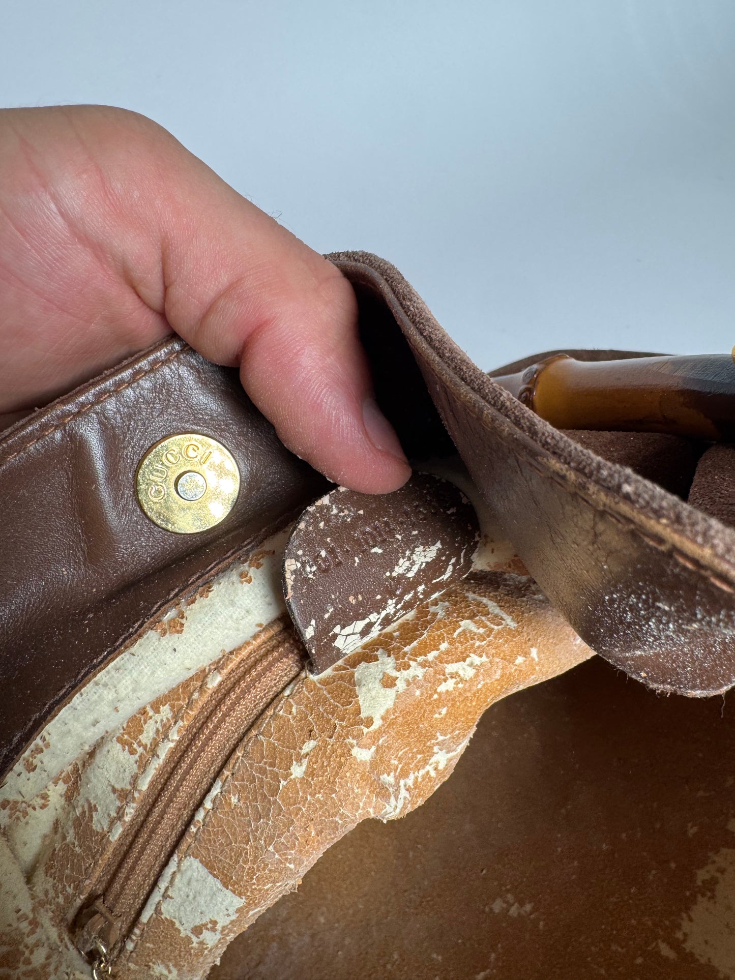 Sac vintage Gucci Bamboo 2Way en cuir marron