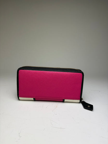 Vintage Vivienne Westwood Textured Leather Wallet Pink White Gold