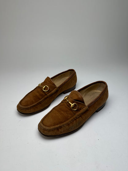 Vintage Gucci Suede Horsebit Loafer Brown