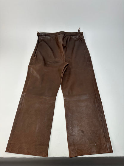 Vintage Celine Calfskin Trousers Brown M