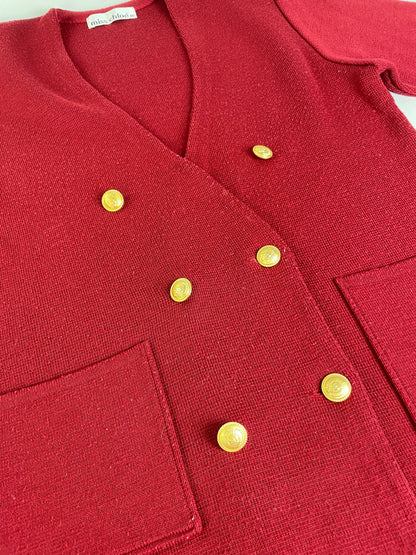 Vintage Chloe Wool Blend Blazer Red Gold Buttons L